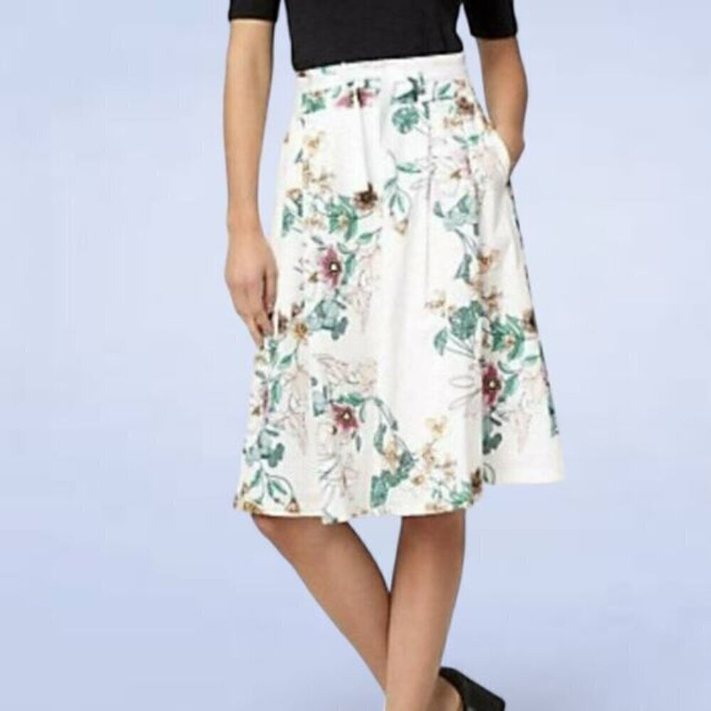 Le Chateau Floral Print Stretch Poplin Full Skirt -‎ Size 8
